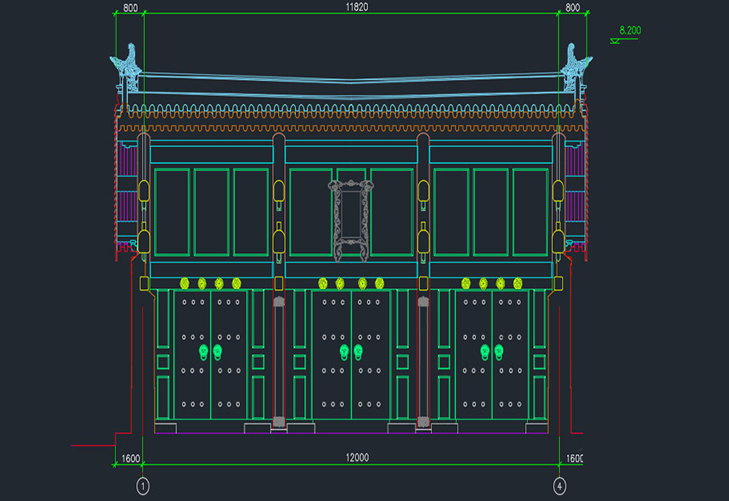 دانلود فایل اتوکد ماژول درب معماری باستانی DWG برای AutoCAD | Ancient Architecture CAD Door Module Autocad Drawing